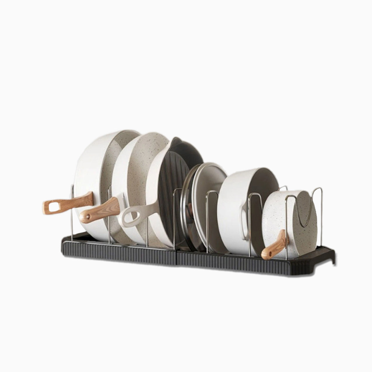 Fortune Candy 1 Piece Retractable Cabinet Organizer Rack, Pot Lid Holder for Cutting Boards, Pans, and Kitchen Storage, Black