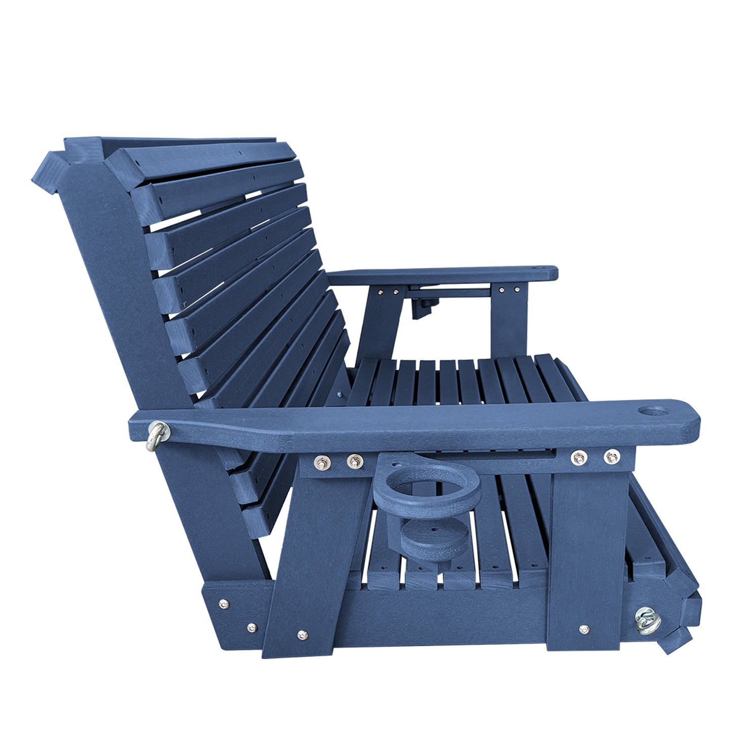 HDPE Porch Swing with 18/8 Stainless Steel Bolts, Ergonomic Design, Ultra Weather-Resistant, Heavy Duty 1200 LBS, for Outdoor Patio Garden Yard๏ผNavy Blue๏ผ