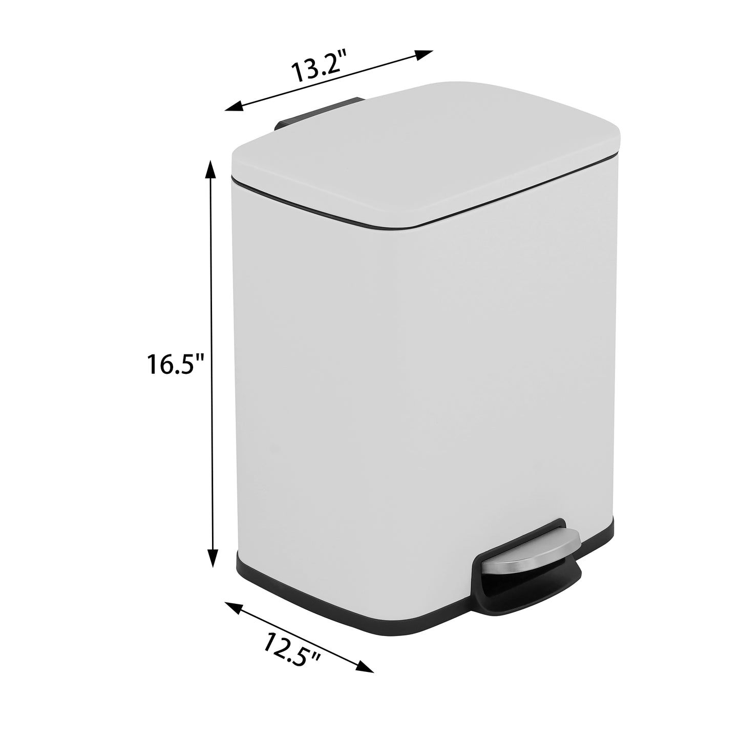 Innovaze 5.3 Gallon / 20 Liter Stainless Steel Step-On Trash Can, Rectangular Shape, Matte White Finish, Ideal for Home or Office