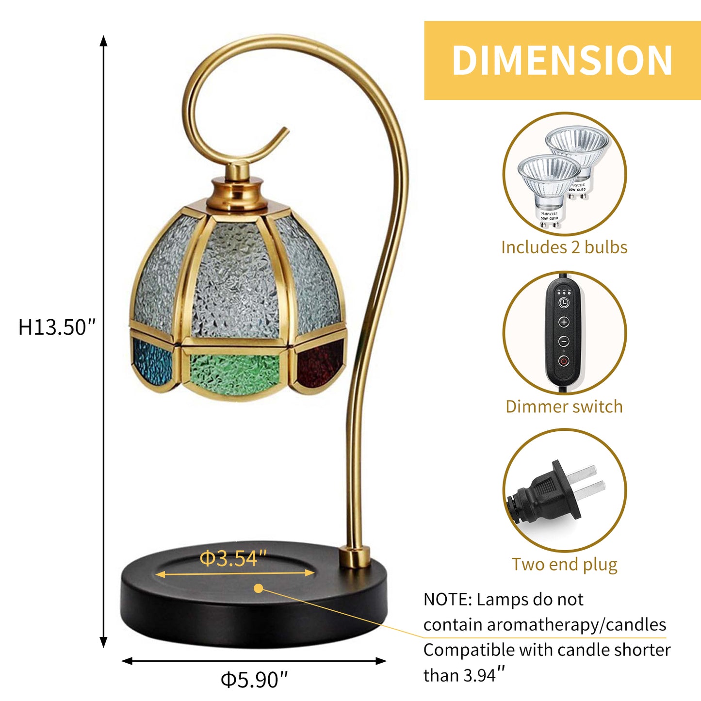 Fortune Candy Flameless Fragrant Candle Melter, Adjustment Knob, Dimmer & Timer, Wooden Base (Vintage-flower Fluted Shade)