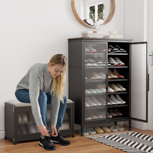 Fortune Candy 6 Tiers Sturdy Metal Shoe Rack, Adjustable Shelves, Heavy-Duty Storage Organizer, Black