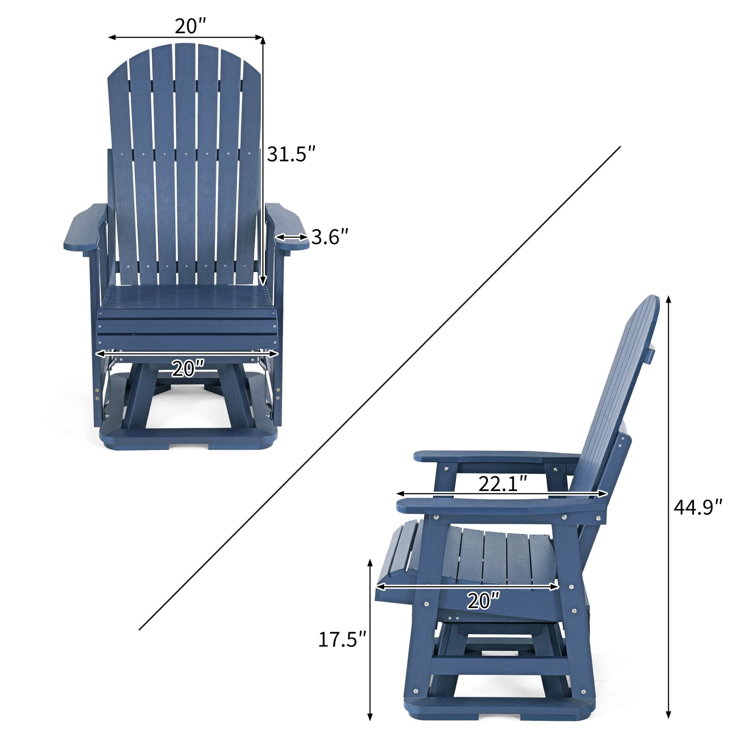 Fortune Candy 1 Person HIPS Swivel Patio Glider, 44.9'' Height, Rotate 360 Degrees, Navy