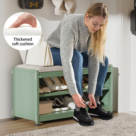 Fortune Candy 27.6'' Length Storage Cabinet with 2 Tier Shoe Rack (Green)