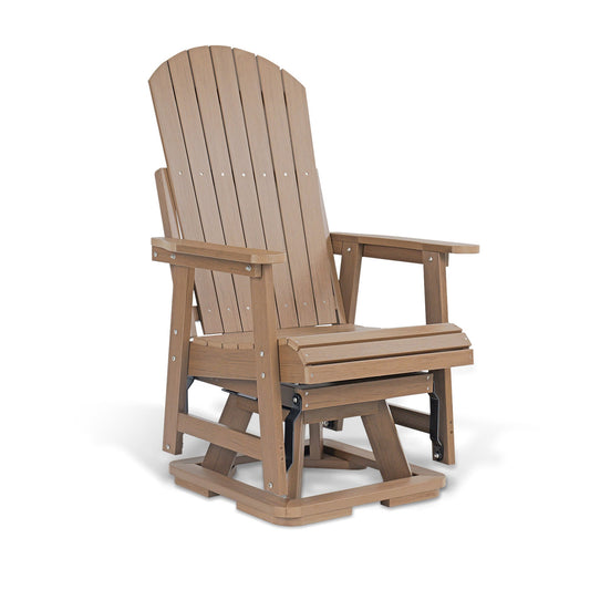 HIPS Swivel Patio Glider, Poly Lumber Weather Resistant Outdoor Chair, for Patio, Porch, Yard (Brown)
