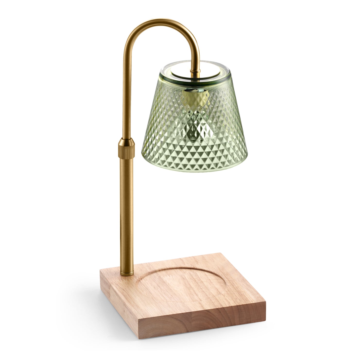 Fortune Candy Flameless Fragrant Candle Melter, Adjustment Knob, Dimmer & Timer, Wooden Base (Rustic Fluted Shade)