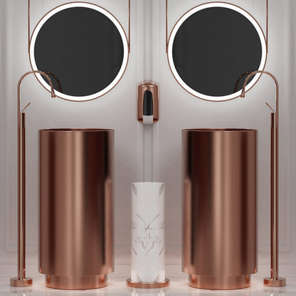 Fortune Candy 32.68'' Tall Round Stainless Steel Pedestal Sink Basin (Rose Gold)