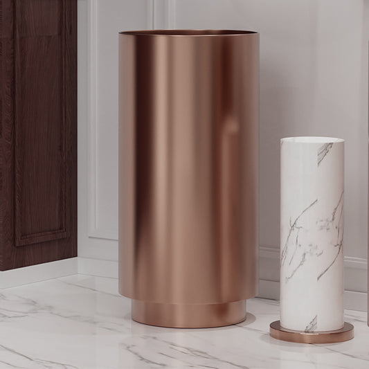 Fortune Candy 32.68'' Tall Round Stainless Steel Pedestal Sink Basin (Rose Gold)