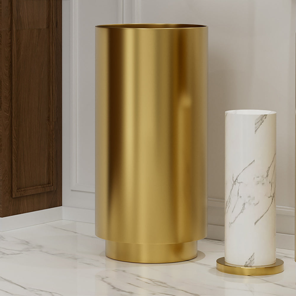 Fortune Candy 32.68'' Tall Round Stainless Steel Pedestal Sink Basin (Gold)