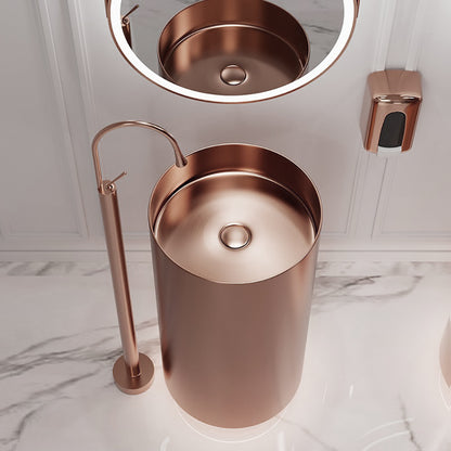 Fortune Candy 32.68'' Tall Round Stainless Steel Pedestal Sink Basin (Rose Gold)