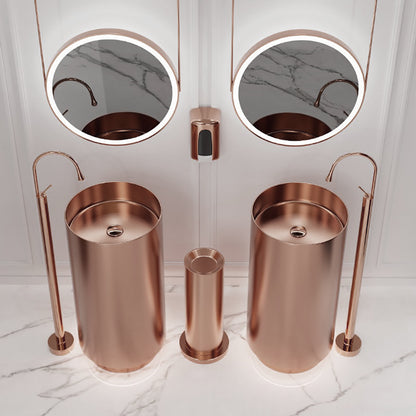 Fortune Candy 32.68'' Tall Round Stainless Steel Pedestal Sink Basin (Rose Gold)