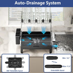 Fortune Candy 2-Tier Stainless Steel Dish Drying Rack for Kitchen Counter, Large Dish Rack with Utensil Holder and Rotating Drain Spout