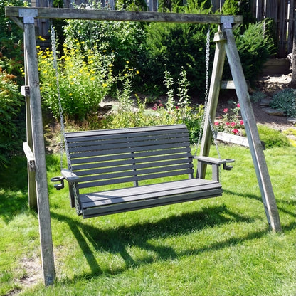 Fortune Candy 47.6 in. HDPE Porch Swing with Hanging Chains, Weather-Resistant Outdoor Swing for Patio, Garden, Yard (Gray)