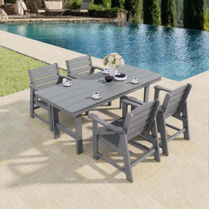 Modern HDPE Patio Dining Chair, Weather Resistant, for Outdoor, Garden, Yard, Lawn (Grey, 1 Piece - Chair)