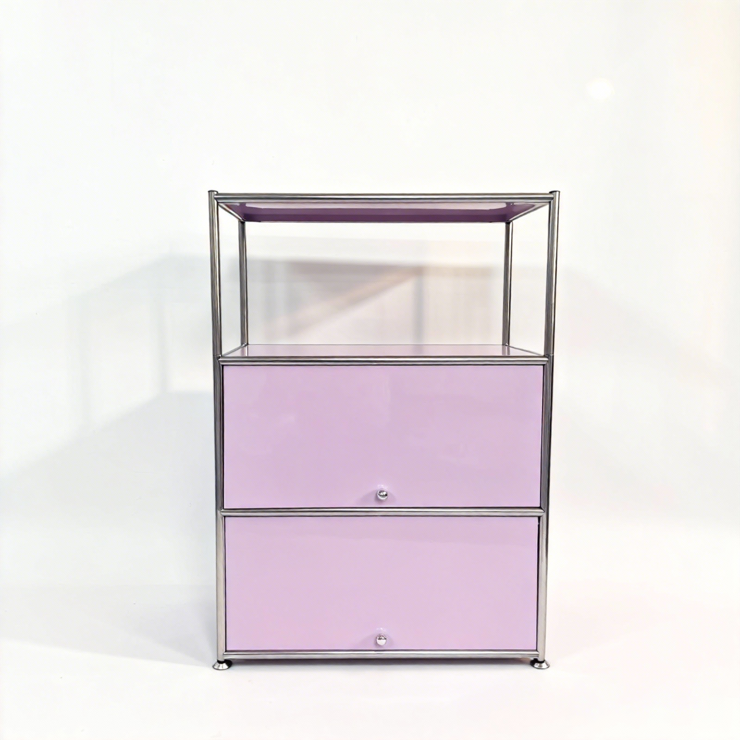 Fortune Candy 3 Tier Modular Metal Storage Cabinet, Modern Grid-Style Organizer for Dining Room, Living Room or Office, Pink