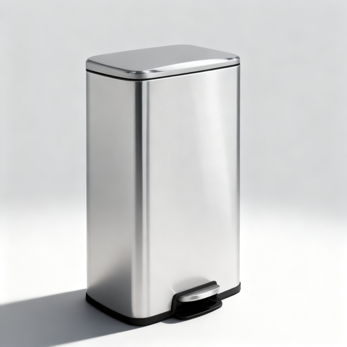 Innovaze 8 Gallon / 30 Liter Stainless Steel Step-On Trash Can, Rectangular Shape, Sliver Finish, Ideal for Home or Office