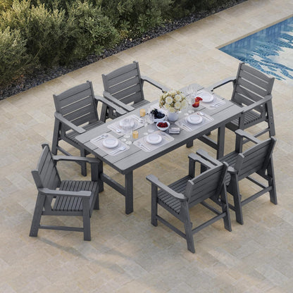 Modern HDPE Patio Dining Chair, Weather Resistant, for Outdoor, Garden, Yard, Lawn (Grey, 1 Piece - Chair)