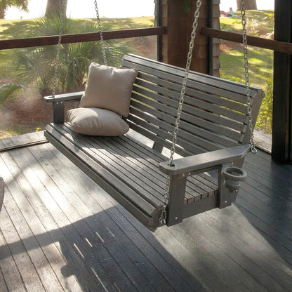 Fortune Candy 47.6 in. HDPE Porch Swing with Hanging Chains, Weather-Resistant Outdoor Swing for Patio, Garden, Yard (Gray)