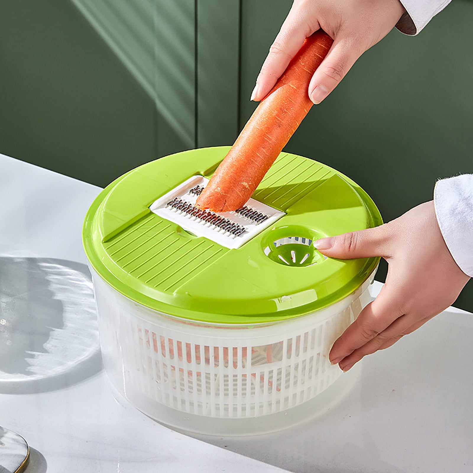 Fortune Candy 3L Multifunctional Vegetable Spinner and Grater, Compact Salad Strainer Bowl for Quick Prep, Easy to Clean, Lightweight Kitchen Gadget