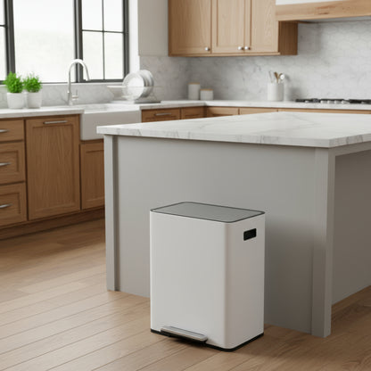 Innovaze 16 Gal / 60L Stainless Steel Step Trash Can, 30L+30L Removable Bin for Kitchen, Home, Office, Apartment