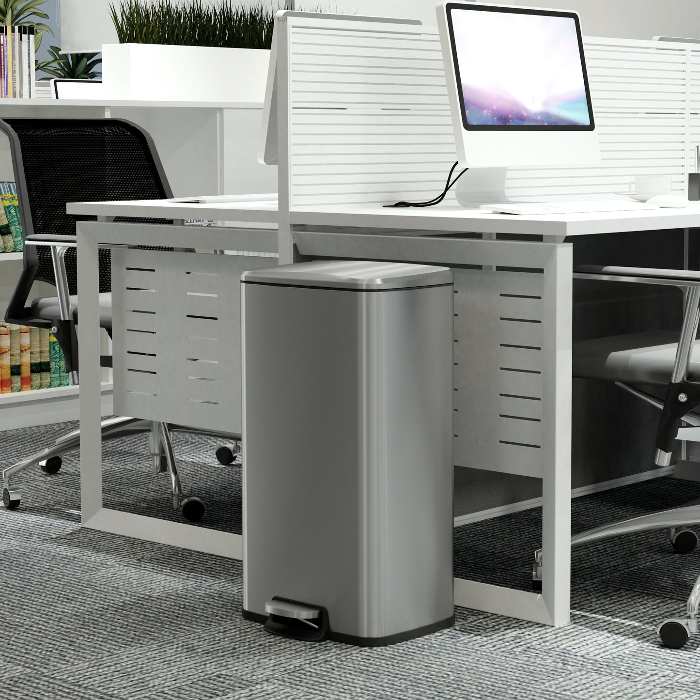 Innovaze 8 Gallon / 30 Liter Stainless Steel Step-On Trash Can, Rectangular Shape, Sliver Finish, Ideal for Home or Office