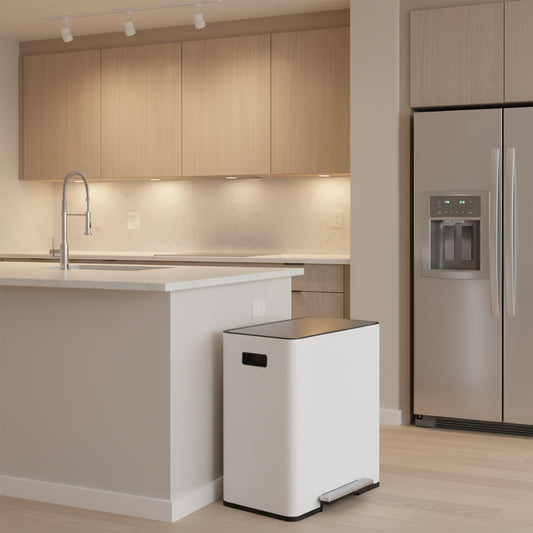 Innovaze 16 Gal / 60L Stainless Steel Step Trash Can, 30L+30L Removable Bin for Kitchen, Home, Office, Apartment