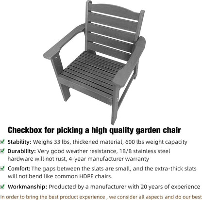 Modern HDPE Patio Dining Set, Poly Lumber Table and Chair, with Umbrella Hole, Weather Resistant, for Outdoor, Garden, Yard, Lawn