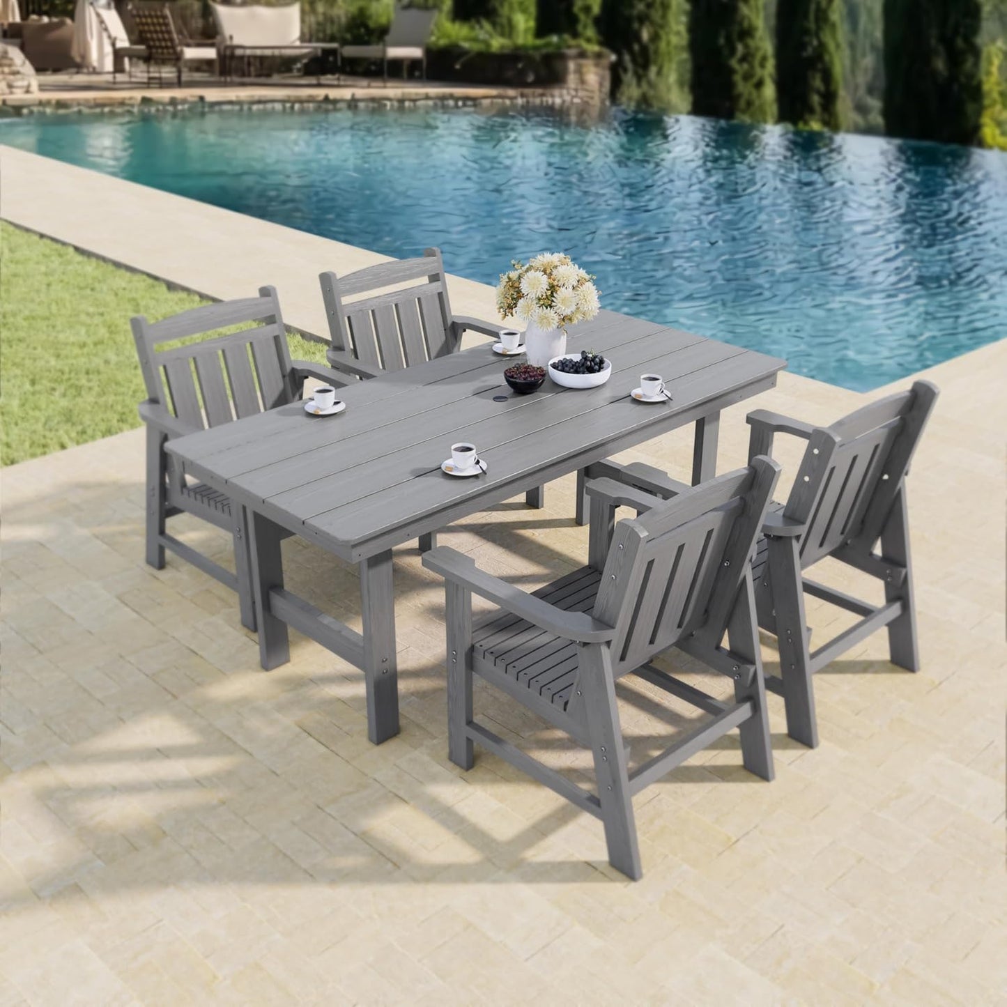 HDPE Patio Dining Chair, Slat Back, Weather Resistant, for Outdoor, Garden, Yard (1 Piece - Chair)