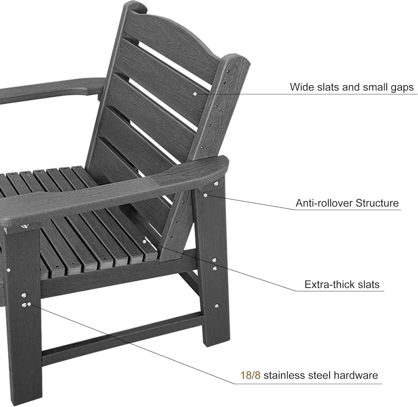 Modern HDPE Patio Dining Set, Poly Lumber Table and Chair, with Umbrella Hole, Weather Resistant, for Outdoor, Garden, Yard, Lawn