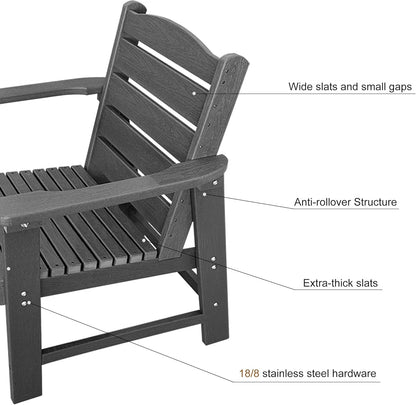 Modern HDPE Patio Dining Set, Poly Lumber Table and Chair, with Umbrella Hole, Weather Resistant, for Outdoor, Garden, Yard, Lawn