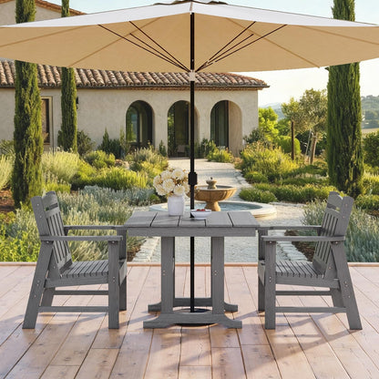 Modern HDPE Patio Dining Table, with Umbrella Hole, Weather Resistant, for Outdoor, Yard, Lawn (Grey, 1 Piece - 35.7'' Table)