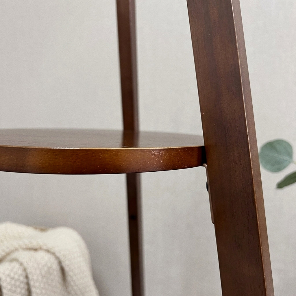 Fortune Candy 59'' Tall Boho Tripod Floor Lamp, Mid-Century Modern Wood Standing Lamp with Rattan and Fabric Shades for Home, 1 Pallet - Foot Switch
