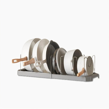 Fortune Candy 1 Piece Retractable Cabinet Organizer Rack, Pot Lid Holder for Cutting Boards, Pans, and Kitchen Storage, Gray