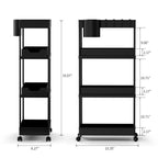 Fortune Candy 4-Tier Plastic Storage Cart with Wheels, Rolling Kitchen Shelving Rack for Pantry, Bathroom, Office