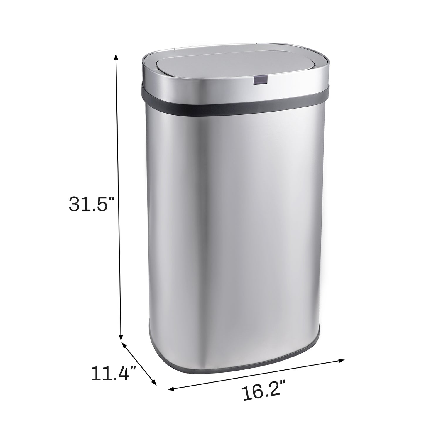 Innovaze 18 Gal./68 Liter Stainless Steel Oval Motion Sensor Trash Can for Home, Laundromat, Stores & Hospital