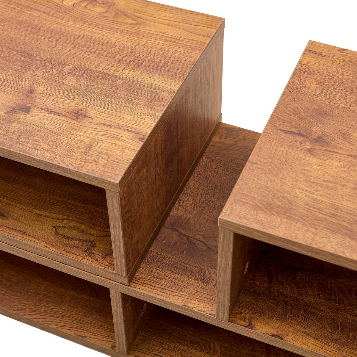 Fortune Candy L-Shaped Adjustable TV Stand for TVs up to 70'', MDF Entertainment Center with Open Shelves for Living Room or Apartment, Walnut