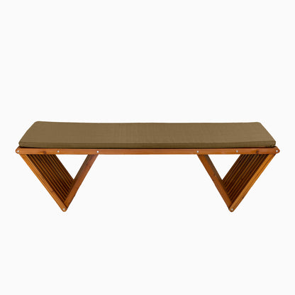 Fortune Candy 62.8" Solid Fir Wood Patio Bench - Weatherproof Cushion & Wood Varnish Coating for Outdoor (Brown)