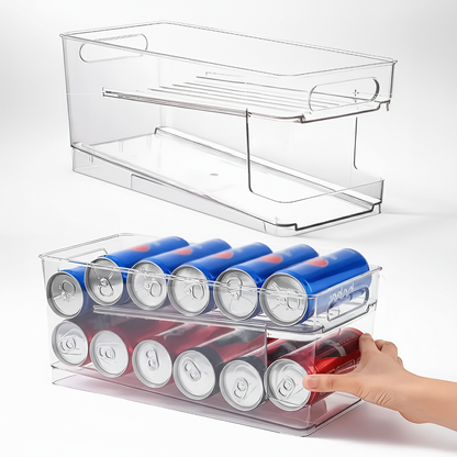 Fortune Cany 2 PCS Double Layers Soda Can Fridge Storage Organisers, Automatic Drink Can Dispenser, Plastic