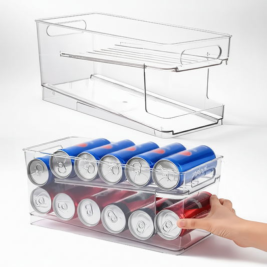 Fortune Cany 2 PCS Double Layers Soda Can Fridge Storage Organisers, Automatic Drink Can Dispenser, Plastic