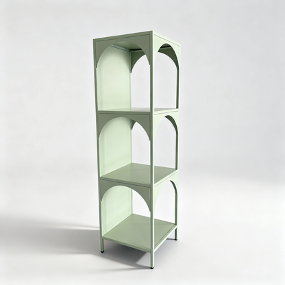 Fortune Candy 52.4" Tall 4-Tier Corner Display Shelf, Sage Green Steel Organizer for Home, Apartment, Retail, and Coffee Shops