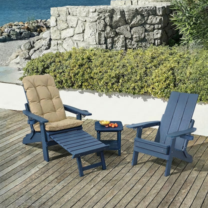 Fortune Candy 1-Person HIPS Foldable Adirondack Chair with Cushion, Navy Blue