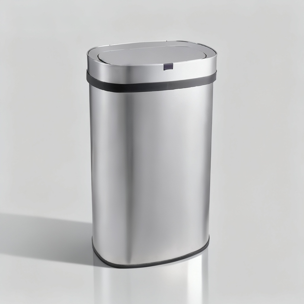 Innovaze 18 Gal./68 Liter Stainless Steel Oval Motion Sensor Trash Can for Home, Laundromat, Stores & Hospital