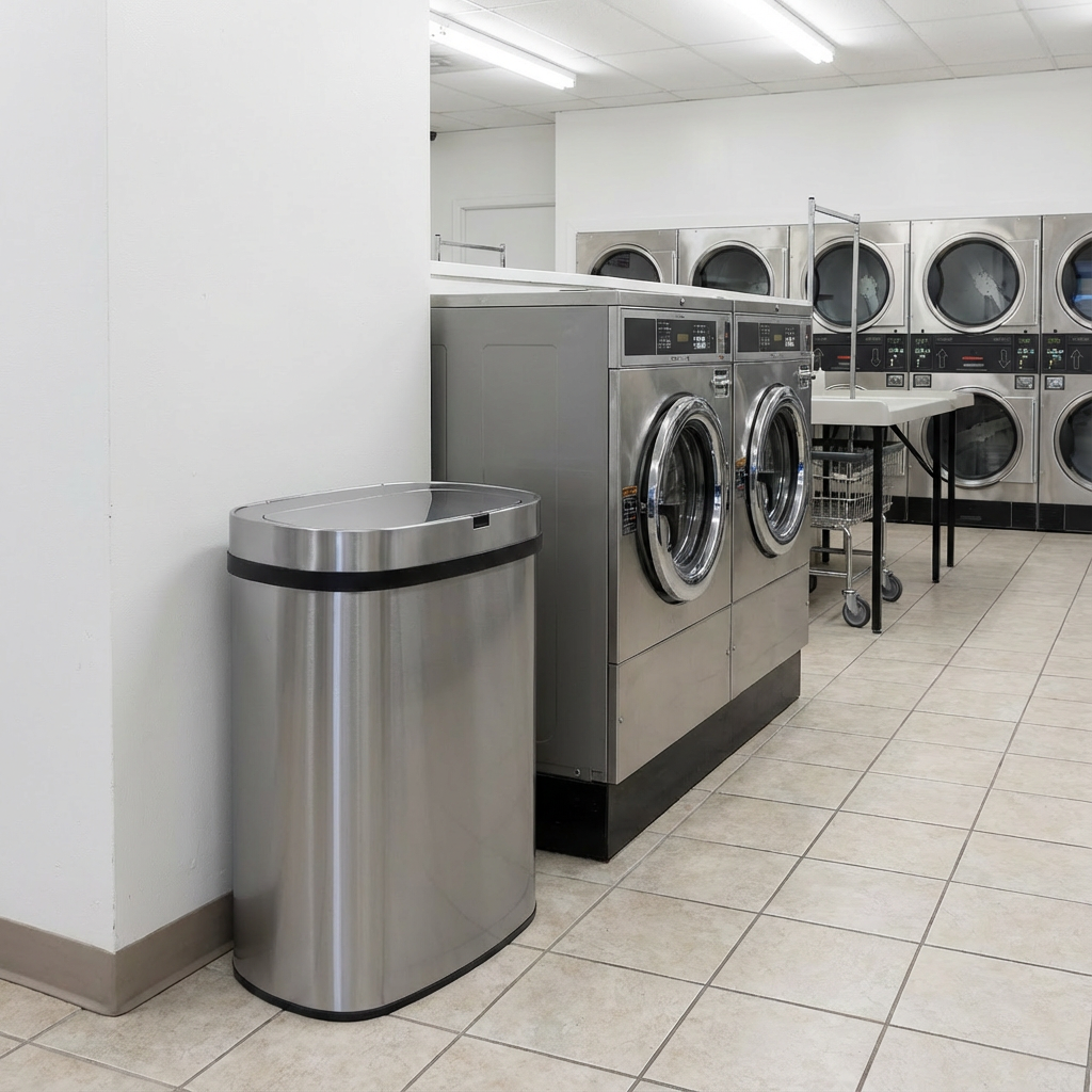 Innovaze 18 Gal./68 Liter Stainless Steel Oval Motion Sensor Trash Can for Home, Laundromat, Stores & Hospital