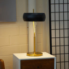 Fortune Candy E26 Modern Black and Gold Table Lamp with Ceramic Fixture, Elegant Desk Light for Home or Office