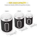 Fortune Candy 3 PCS Stainless Steel Canister Set with Anti-Fingerprint Lids & Visible Windows, Multipurpose Food Storage for Kitchen or Travel (Black)