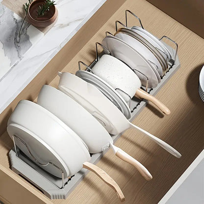 Fortune Candy 1 Piece Retractable Cabinet Organizer Rack, Pot Lid Holder for Cutting Boards, Pans, and Kitchen Storage, Gray