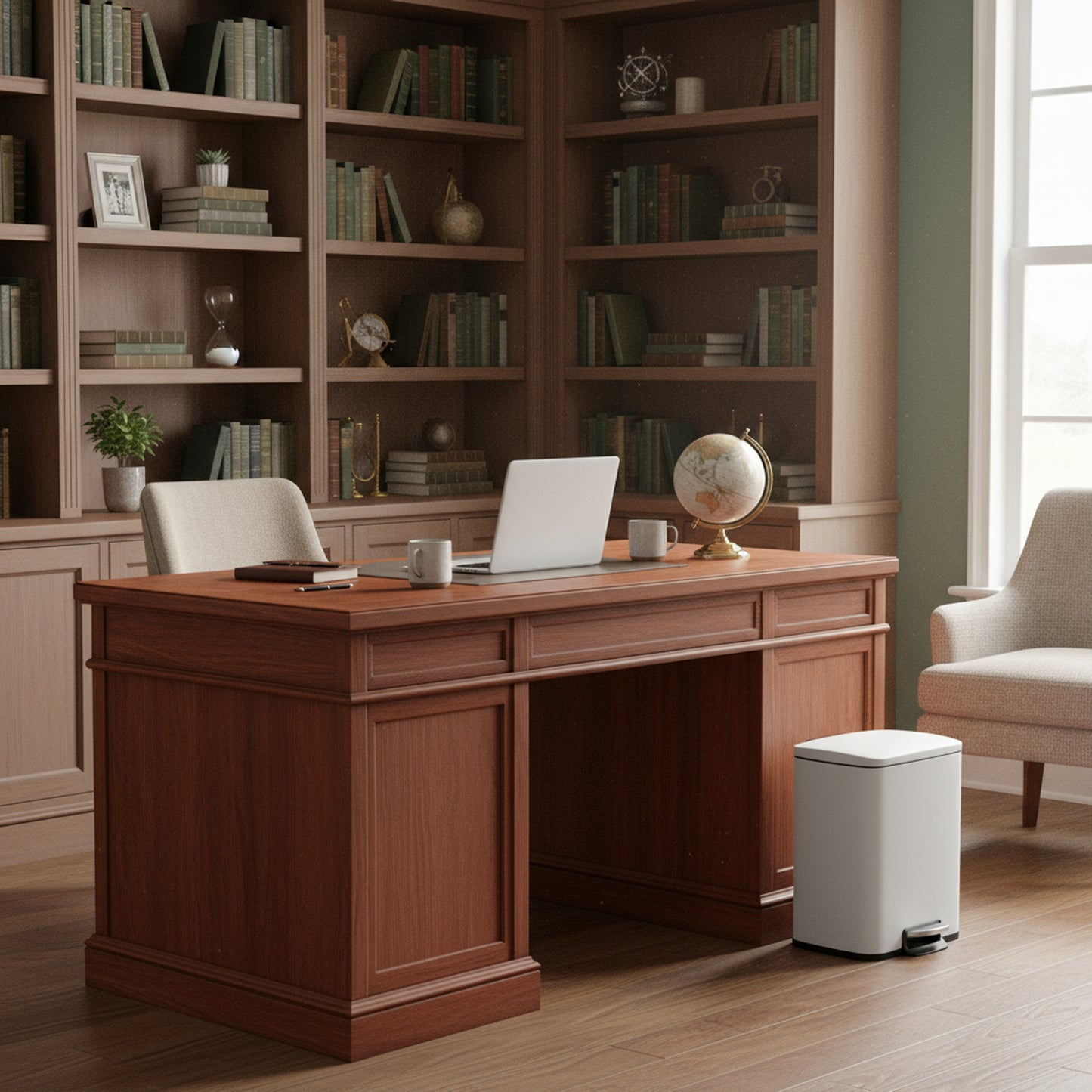 Innovaze 5.3 Gallon / 20 Liter Stainless Steel Step-On Trash Can, Rectangular Shape, Matte White Finish, Ideal for Home or Office