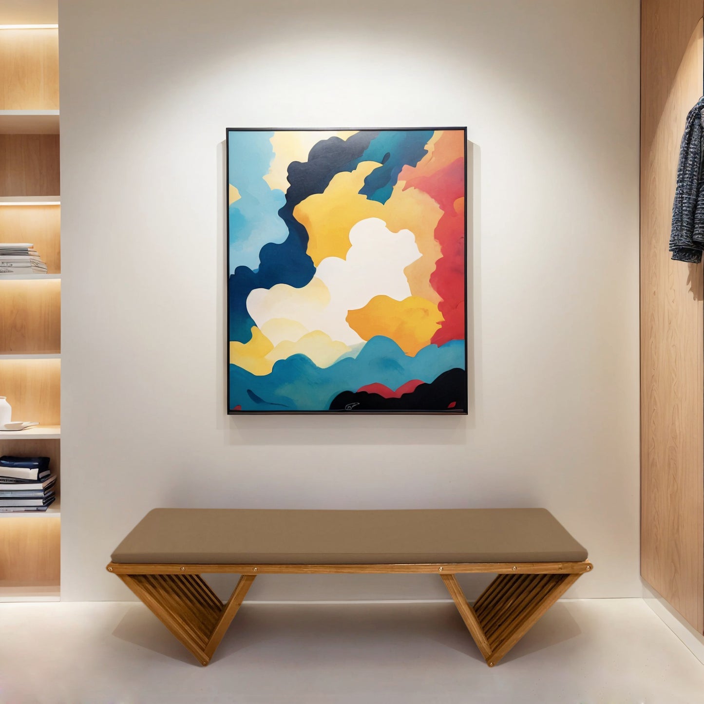 Fortune Candy 62.8" Solid Fir Wood Patio Bench - Weatherproof Cushion & Wood Varnish Coating for Outdoor (Brown)