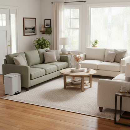 Innovaze 5.3 Gallon / 20 Liter Stainless Steel Step-On Trash Can, Rectangular Shape, Matte White Finish, Ideal for Home or Office