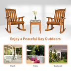 Fortune Candy 2 PCS Solid Fir Wood Outdoor Rocking Chair with Deep Contour Seat, Heavy Duty 600 lbs for Patio Porch and Yard, Brown