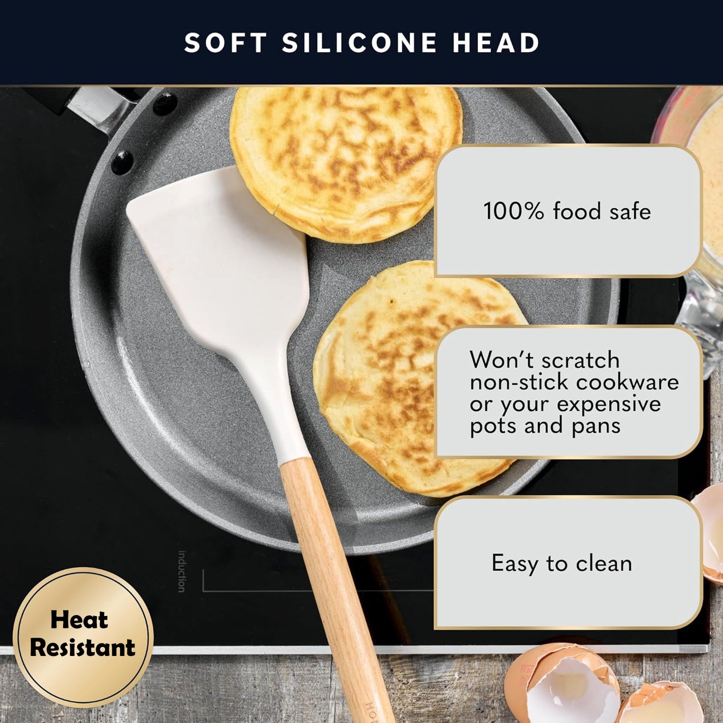 Fortune Candy 19pc Kitchen Utensil Set, Includes Tongs, Ladle, Scissors, Knives and Cutting Board (Beige)